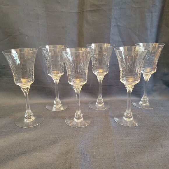 Set Of 6 Heisey Vintage Etched Crystal Stemmed Glasses Danish Princess? - Picture 1 of 11
